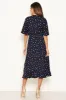 Navy Polka Dot Wrap Frill Midi Dress sold by AX Paris