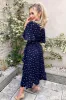 Navy Polka Dot Wrap Frill Midi Dress sold by AX Paris