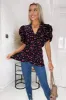 Black And Pink Floral Wrap Top sold by AX Paris