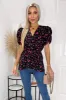 Black And Pink Floral Wrap Top sold by AX Paris