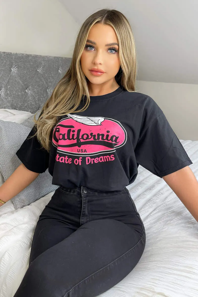 Black California Printed T-Shirt sold by AX Paris