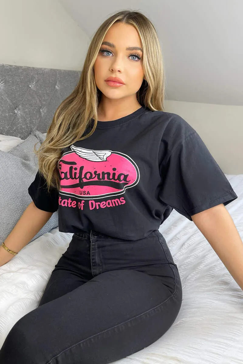 Black California Printed T-Shirt sold by AX Paris product image thumbnail 3