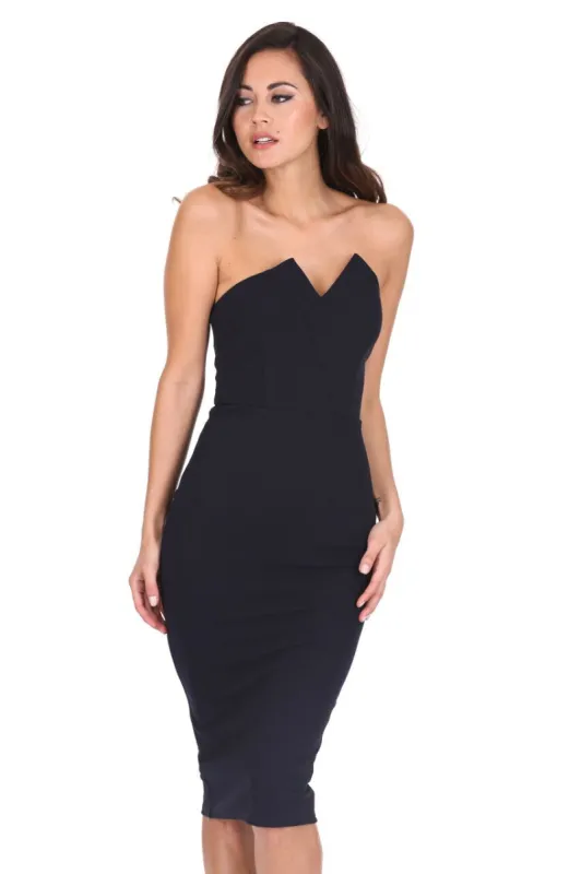 Navy Notch Front Bodycon Dress sold by AX Paris