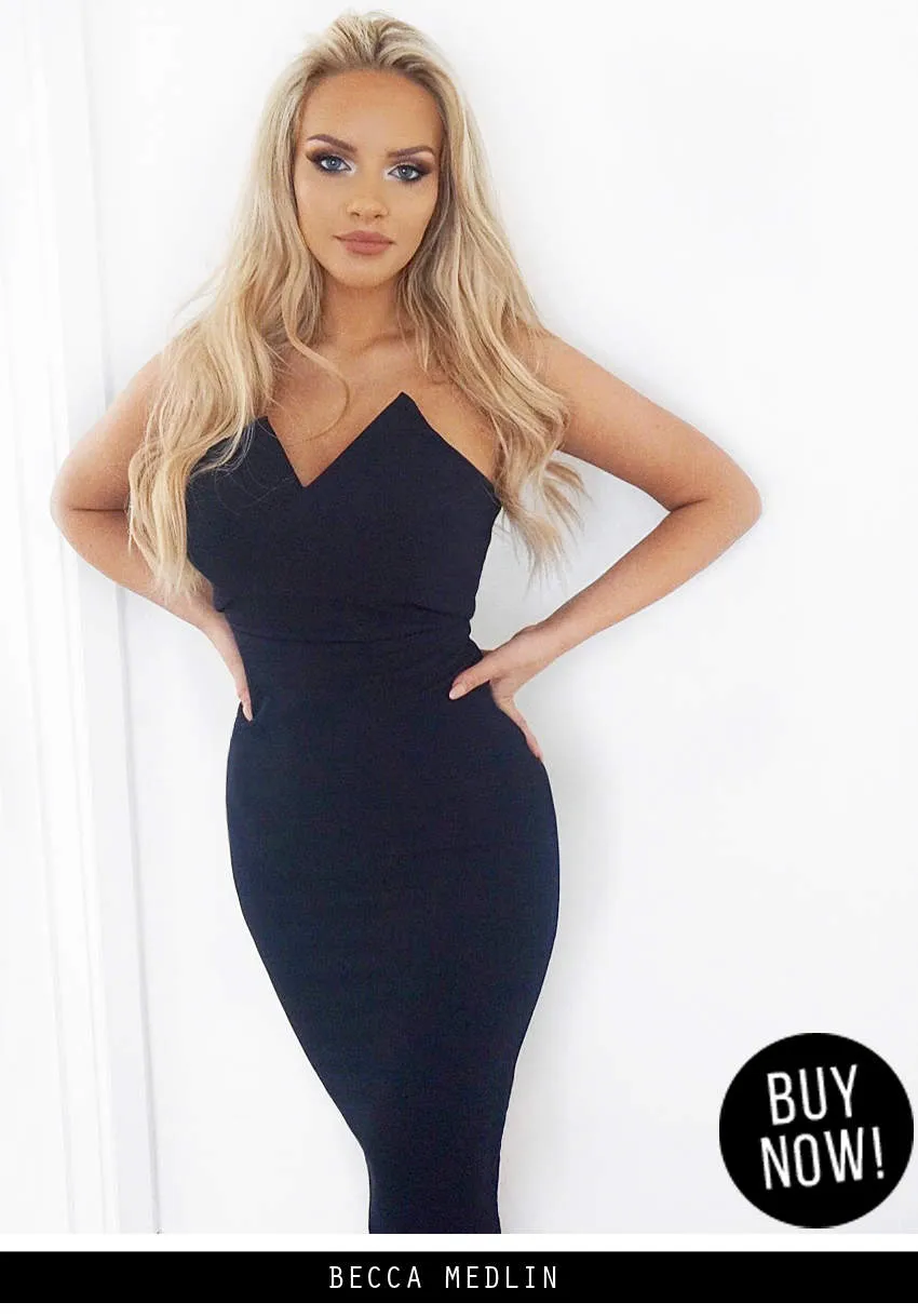 Navy Notch Front Bodycon Dress sold by AX Paris product image thumbnail 2