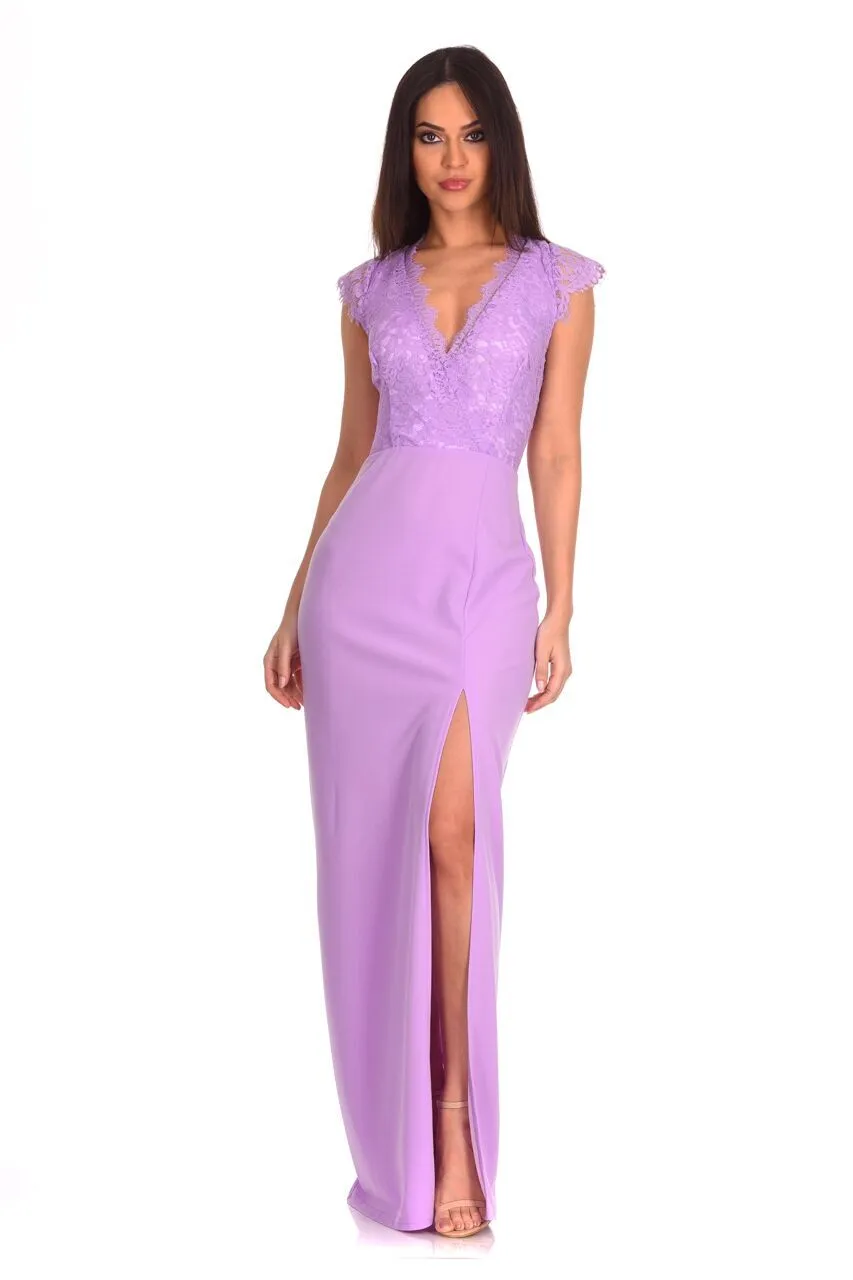 Lilac Lace Wrap Over Maxi Dress sold by AX Paris product image thumbnail 2