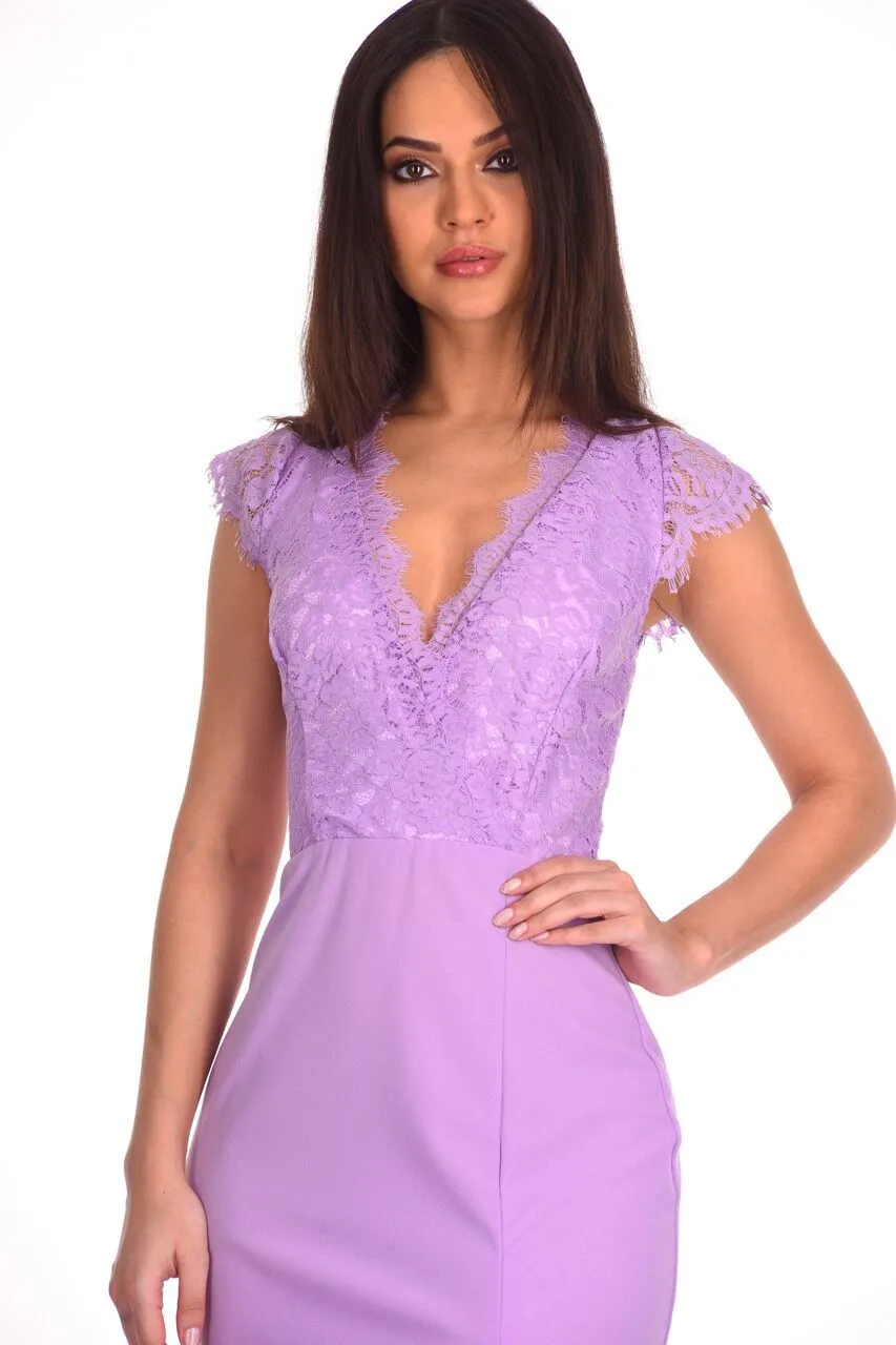 Lilac Lace Wrap Over Maxi Dress sold by AX Paris product image thumbnail 3