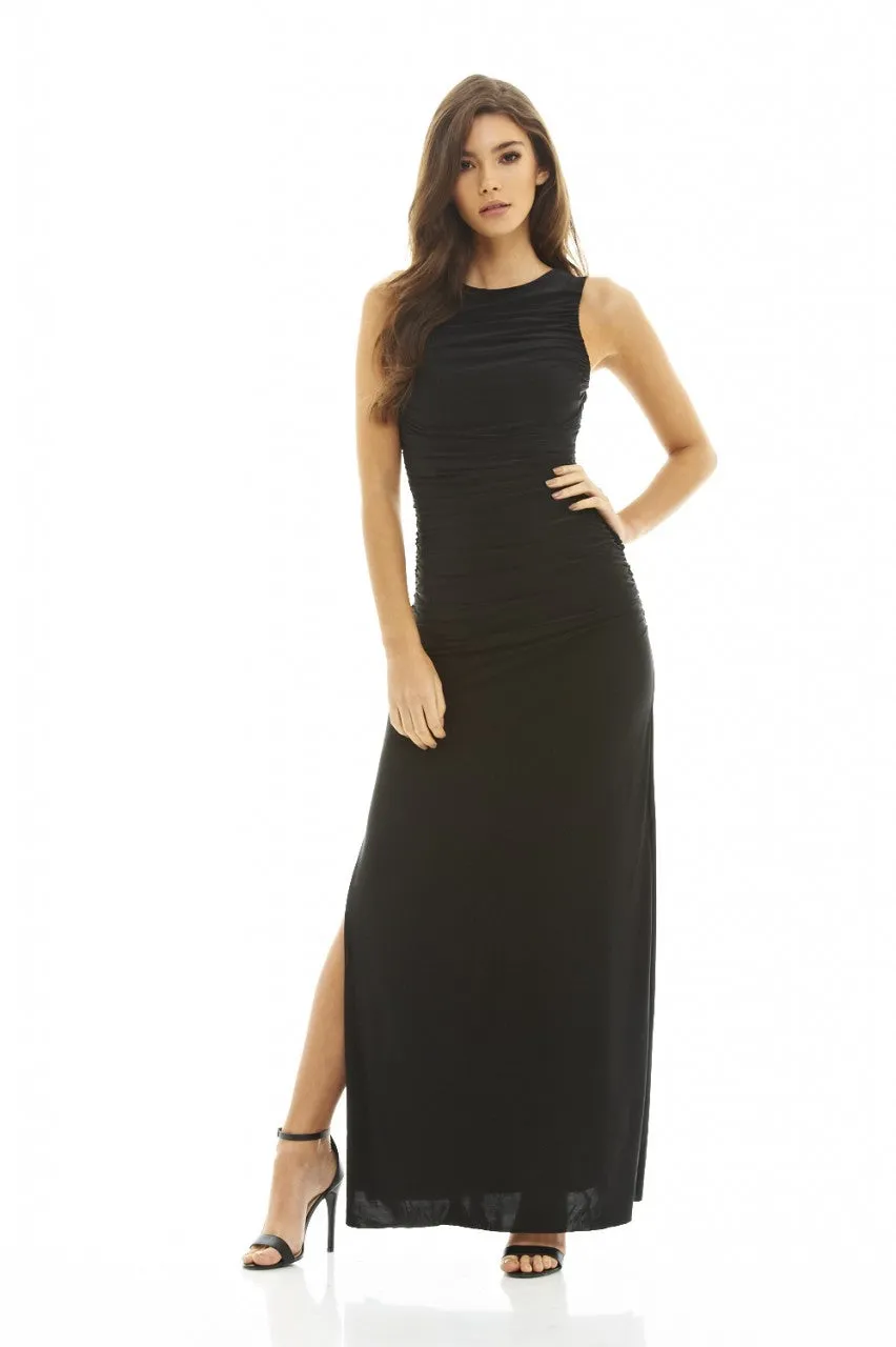 High Neck Ruched Maxi Dress sold by AX Paris