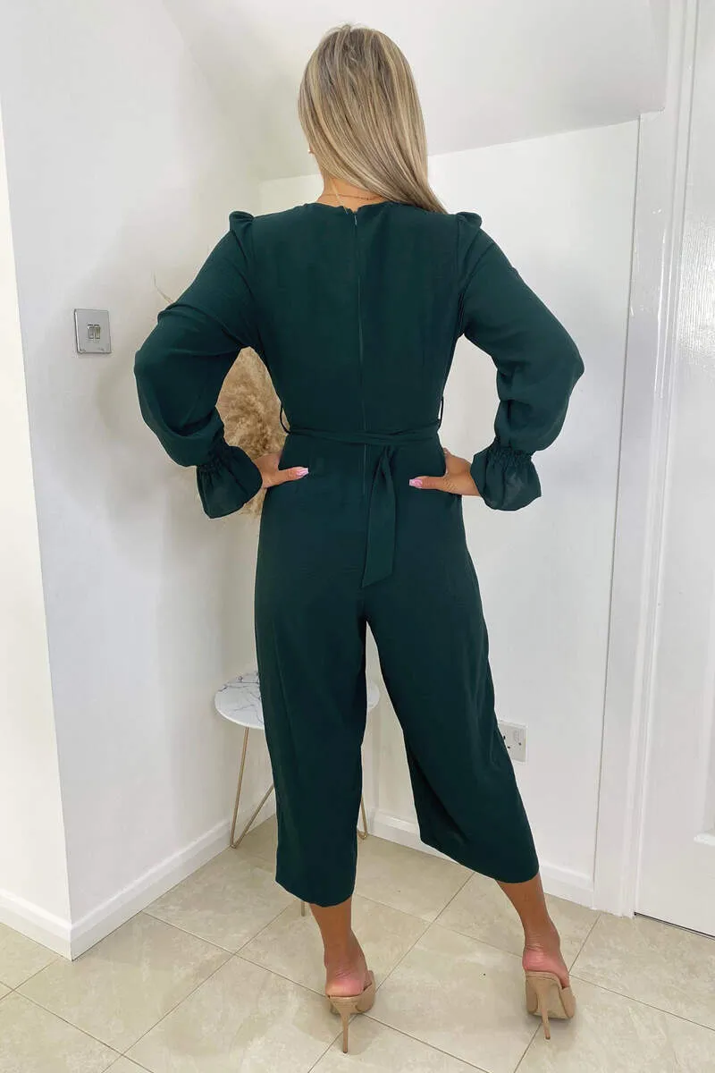 Teal Wrap Over Elasticated Cuff Belted Jumpsuit sold by AX Paris product image thumbnail 4