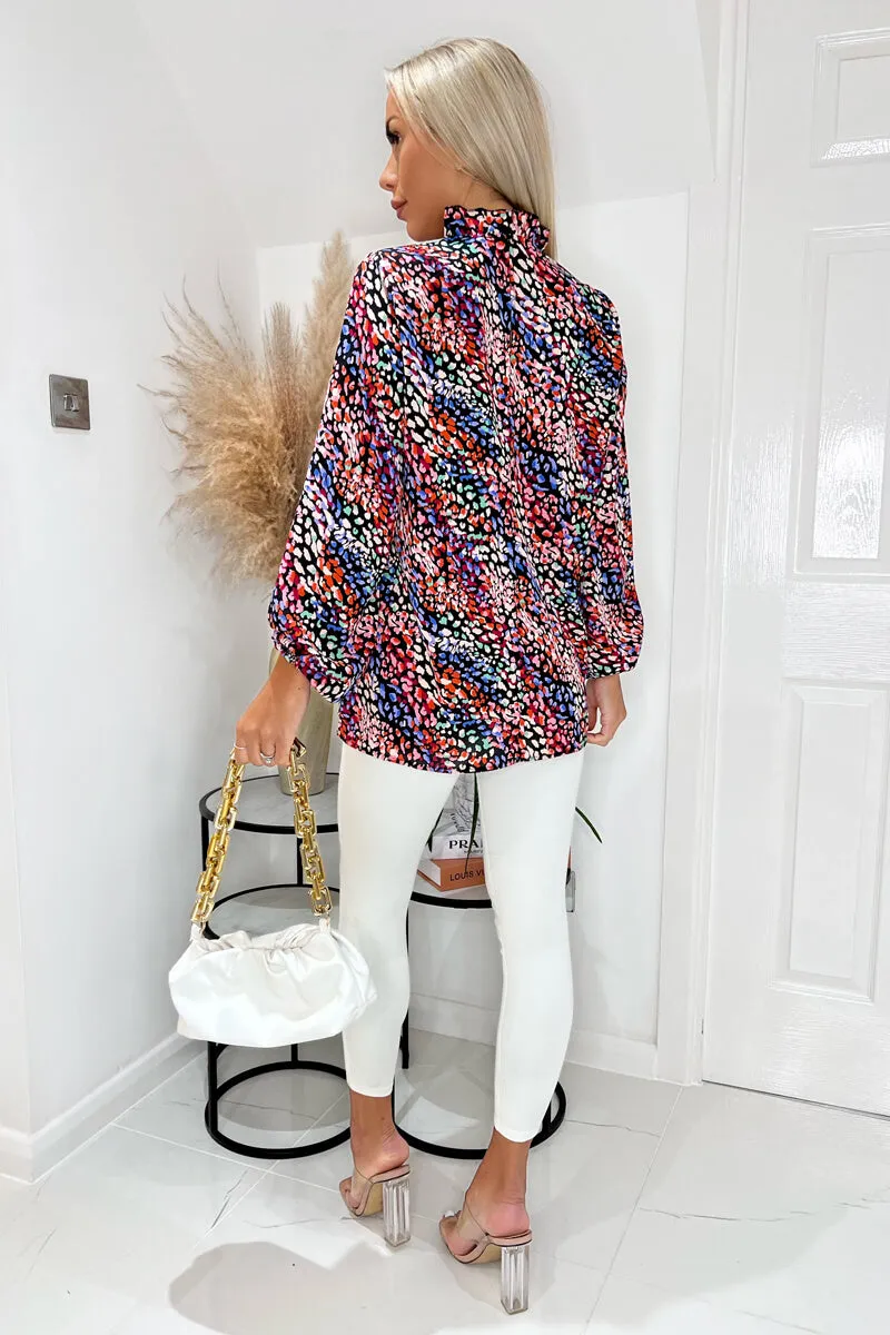 Multi Animal Print High Ruffle Neck Long Sleeve Blouse sold by AX Paris product image thumbnail 4
