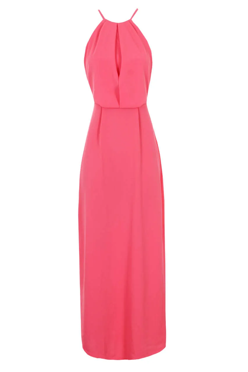 Coral Halterneck Strappy Lace Detail Maxi Dress sold by AX Paris product image thumbnail 4