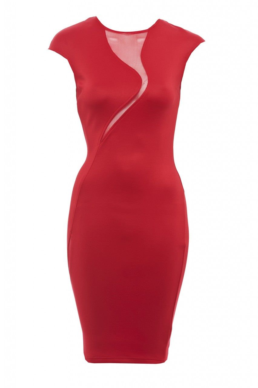 Capped Sleeve Mesh Insert Midi Dress sold by AX Paris product image thumbnail 5