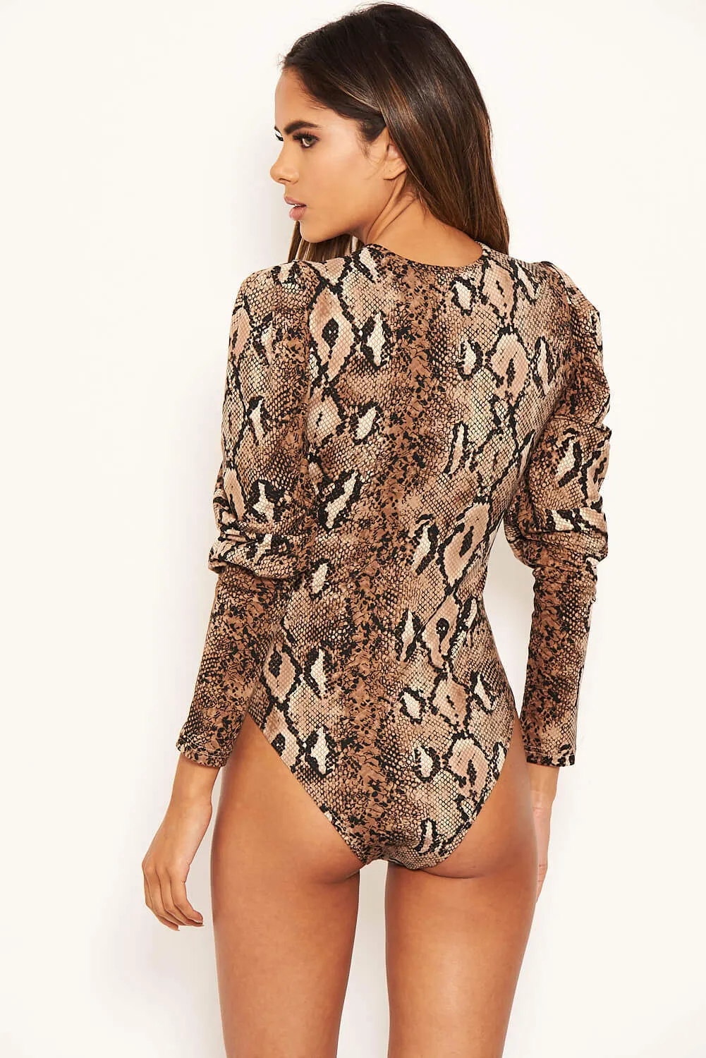 Snake Print Puff Sleeve Bodysuit sold by AX Paris product image thumbnail 5