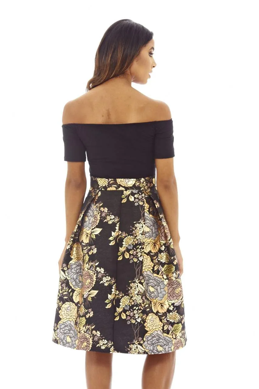 Black Bardot Midi Skater Dress sold by AX Paris product image thumbnail 3