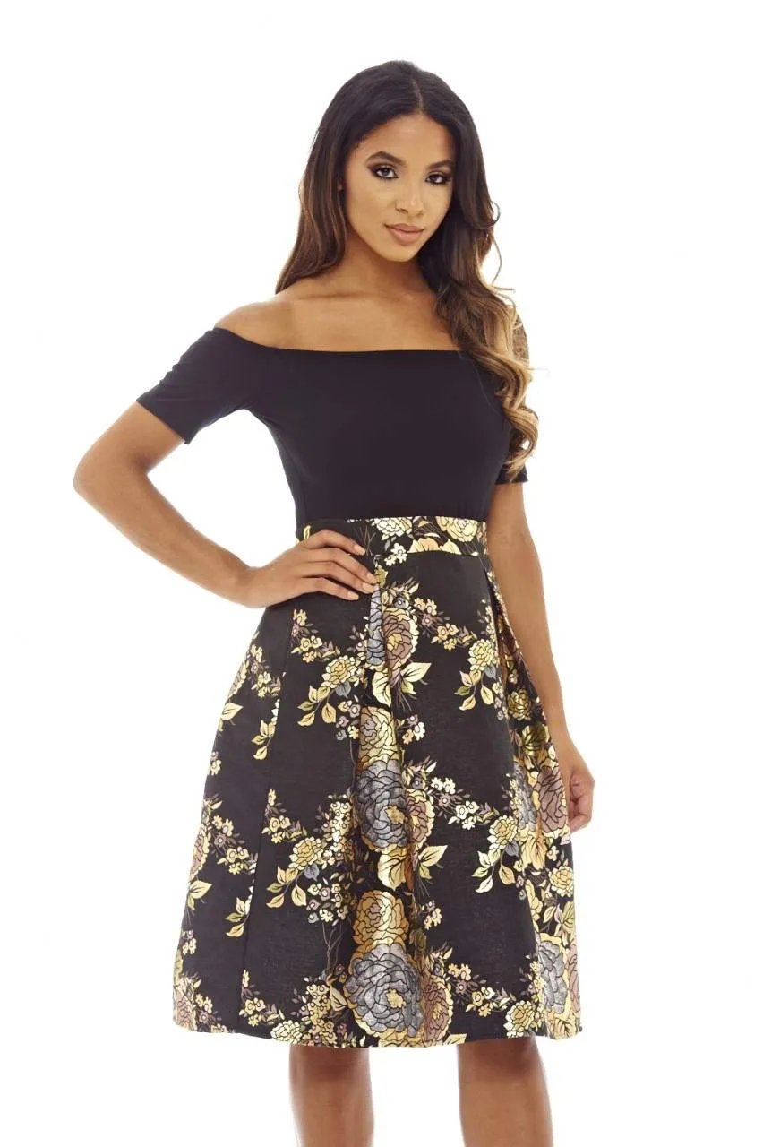 Black Bardot Midi Skater Dress sold by AX Paris product image thumbnail 2
