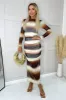 Brown Ombre Printed Mesh Overlay Long Sleeve Bodycon Midi Dress sold by AX Paris