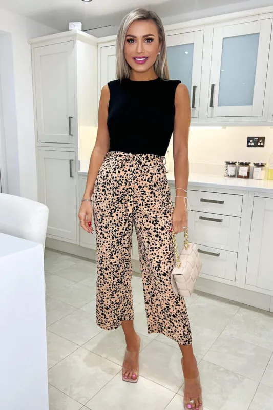 Black and Peach 2 in 1 Animal Print Jumpsuit sold by AX Paris