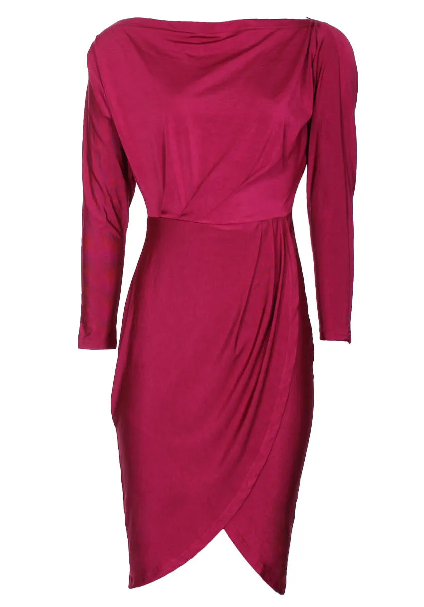 Wine Relaxed Shoulder Wrap Midi Dress sold by AX Paris product image thumbnail 4