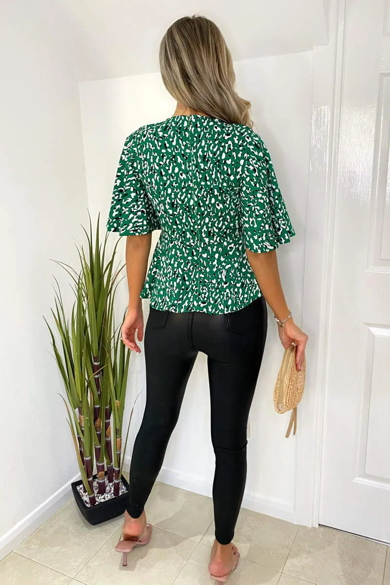 Green Abstract Printed Flared Blouse sold by AX Paris product image thumbnail 4