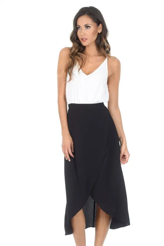 Cream And Black 2 in 1 Waterfall Dress sold by AX Paris