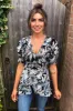 Black Tropical Wrap Top sold by AX Paris