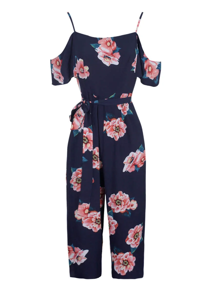 Navy Floral Culotte Jumpsuit sold by AX Paris product image thumbnail 4