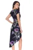 Navy Floral Side Split Midi Dress sold by AX Paris