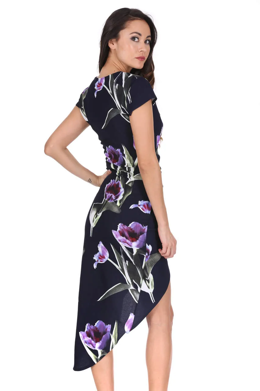 Navy Floral Side Split Midi Dress sold by AX Paris product image thumbnail 3