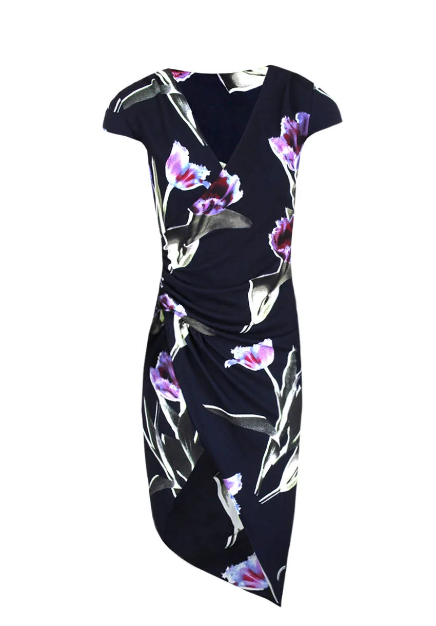Navy Floral Side Split Midi Dress sold by AX Paris product image thumbnail 4