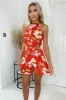 Orange Floral High Neck Playsuit sold by AX Paris