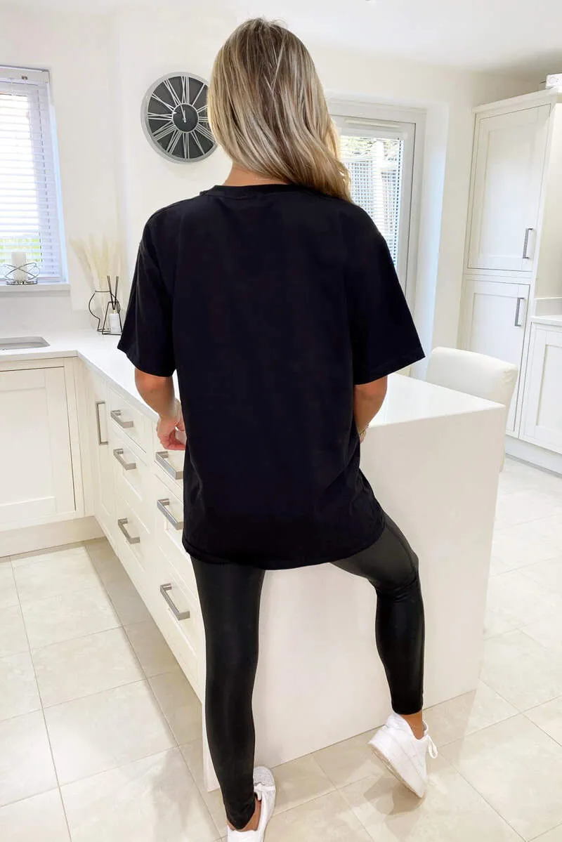 Black Liberte Printed Oversized T-Shirt sold by AX Paris product image thumbnail 4