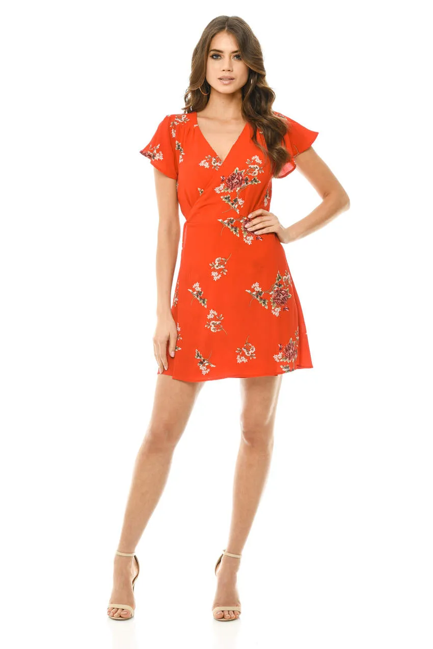 Red Floral Wrap Dress sold by AX Paris product image thumbnail 2