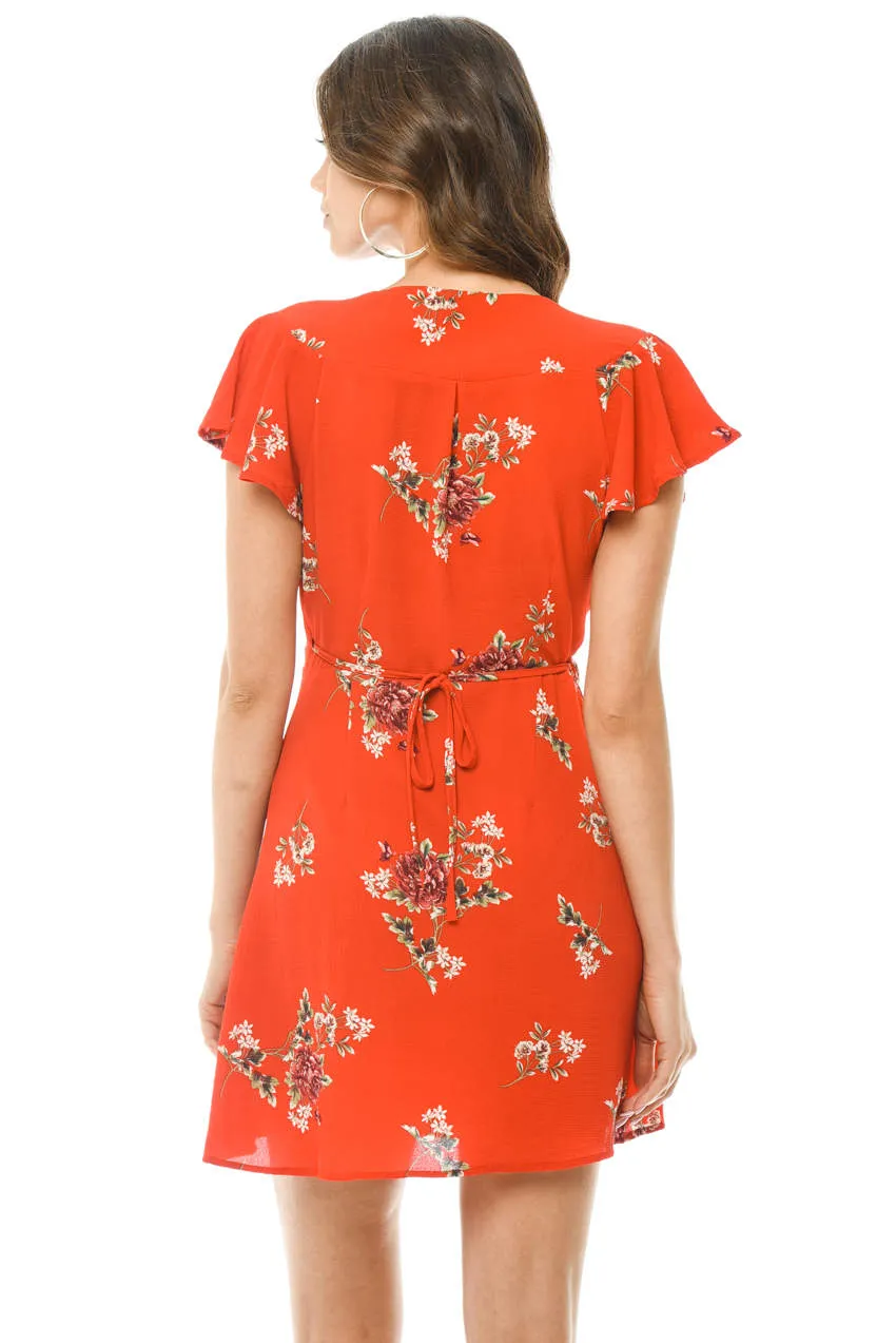 Red Floral Wrap Dress sold by AX Paris product image thumbnail 3