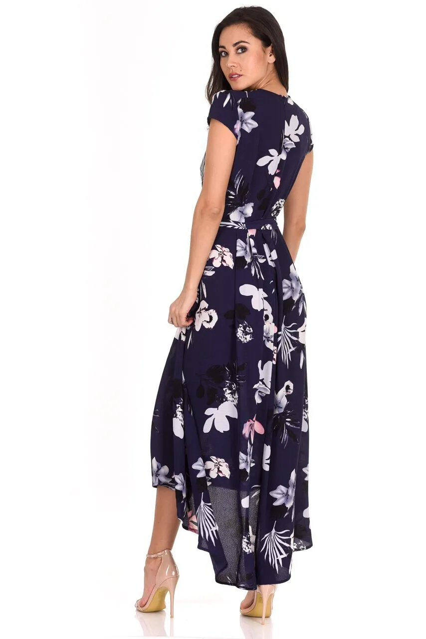 Navy Floral Maxi Wrap Dress sold by AX Paris product image thumbnail 3