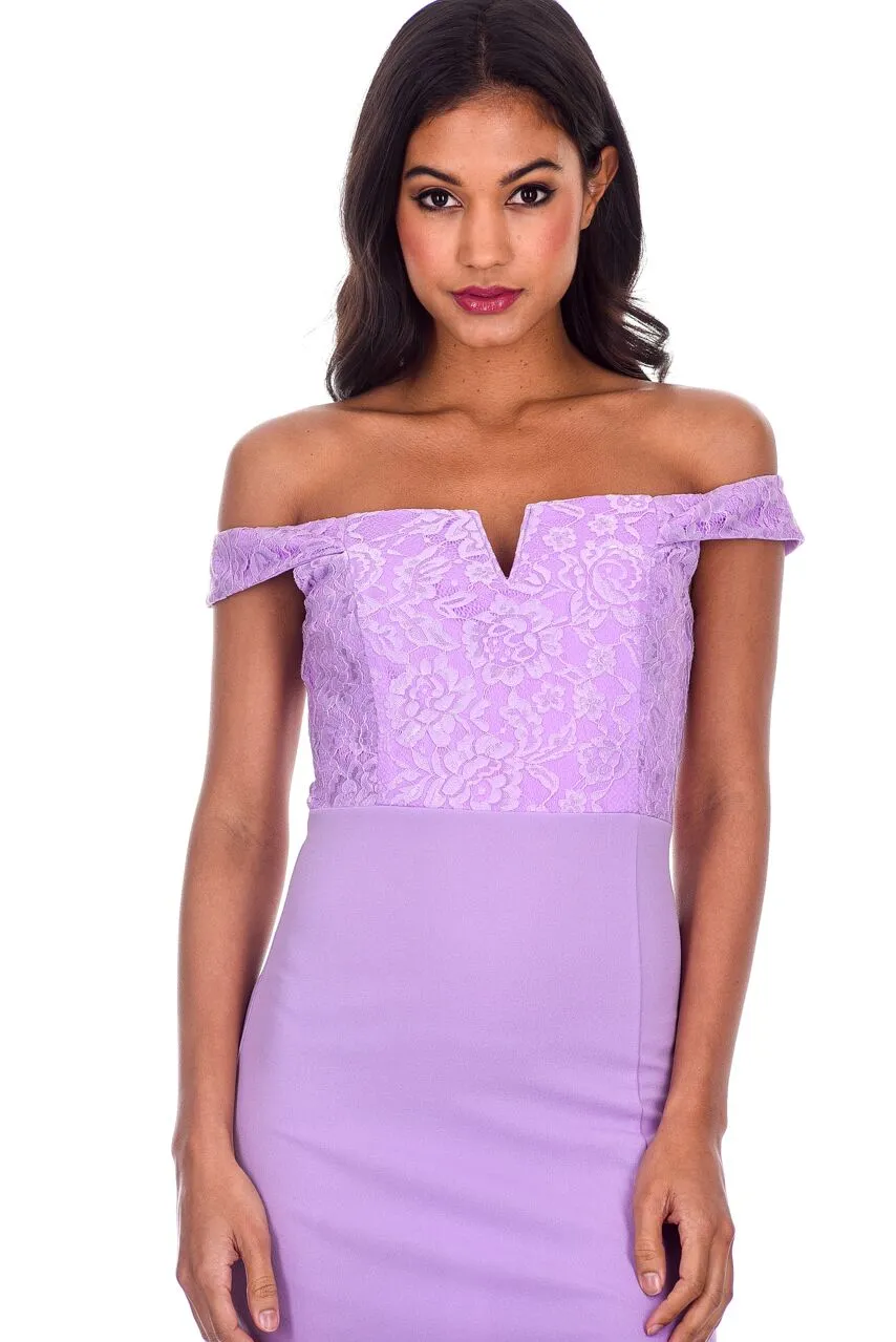 Lilac Notch Front Off The Shoulder Maxi dress sold by AX Paris product image thumbnail 5