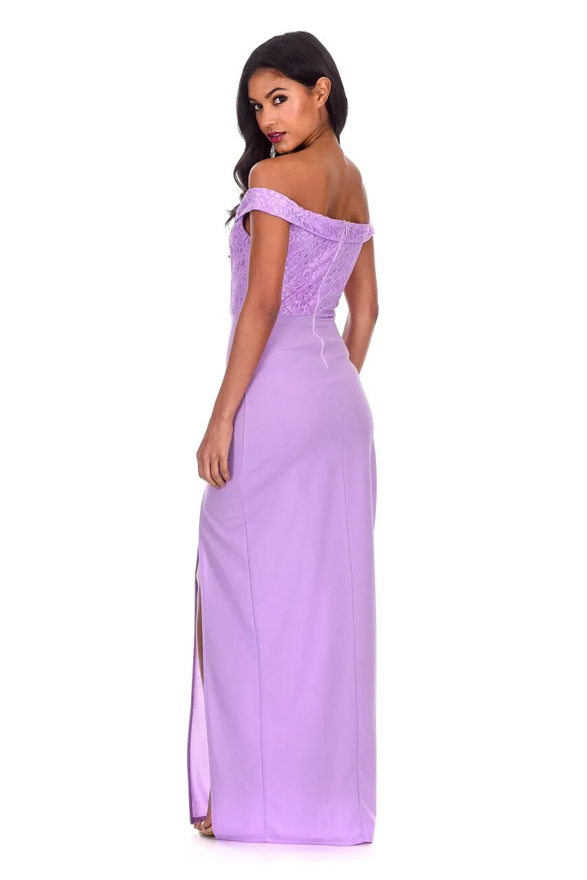Lilac Notch Front Off The Shoulder Maxi dress sold by AX Paris product image thumbnail 3