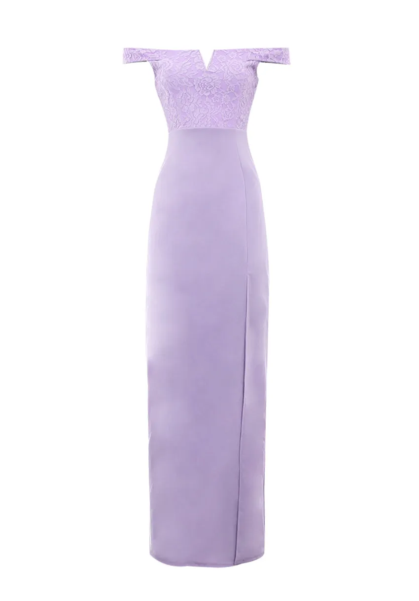 Lilac Notch Front Off The Shoulder Maxi dress sold by AX Paris product image thumbnail 4