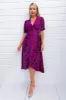 Cerise And Navy Animal Print Wrap Midi Dress sold by AX Paris