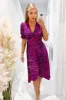 Cerise And Navy Animal Print Wrap Midi Dress sold by AX Paris