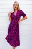 Cerise And Navy Animal Print Wrap Midi Dress sold by AX Paris