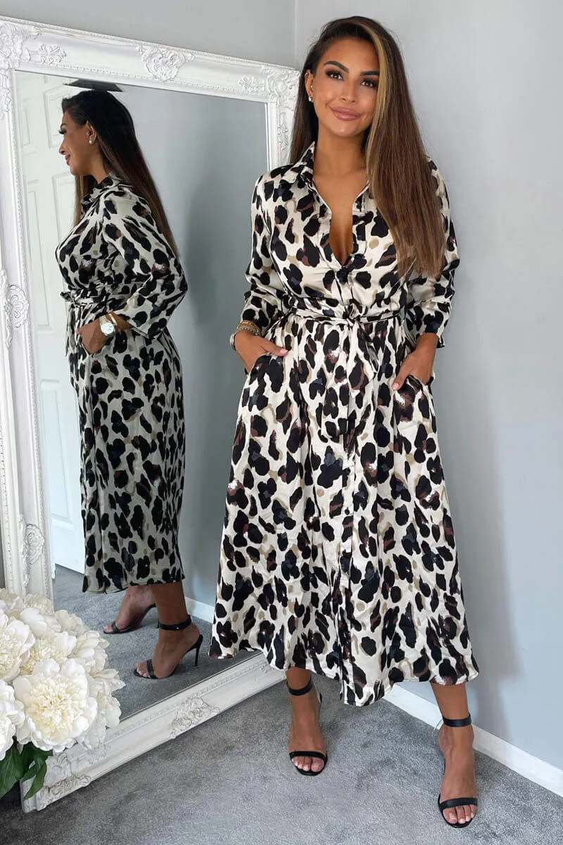 Leopard Print Button Up Midi Dress sold by AX Paris