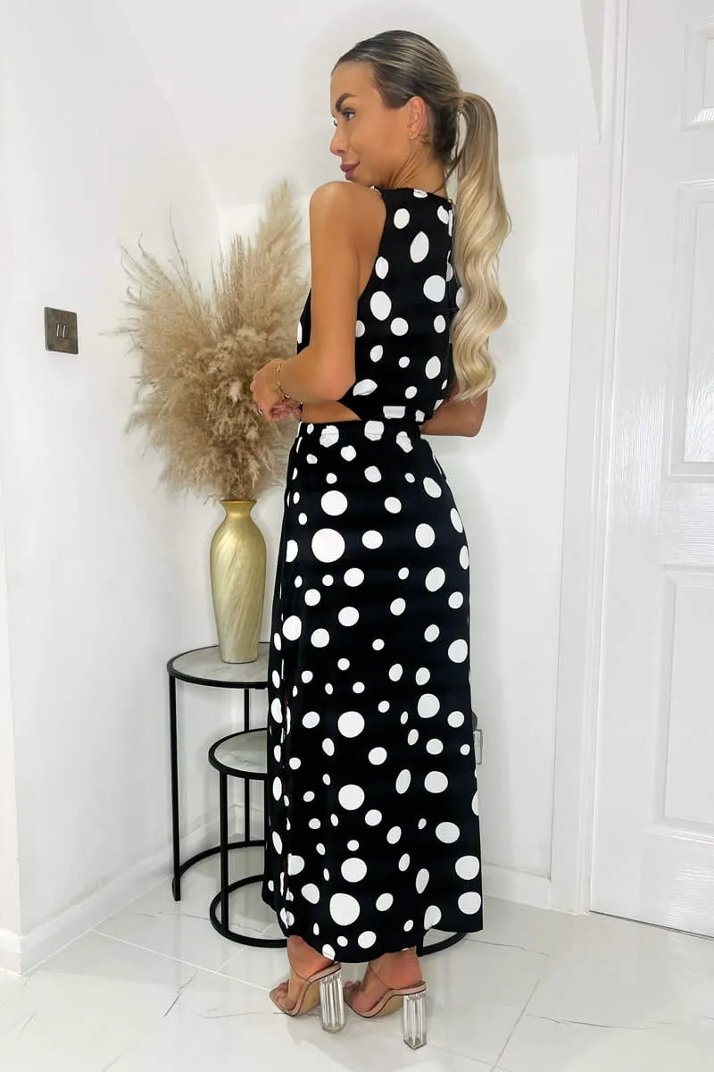 Black And White Polka Dot Cut Out Midi Dress sold by AX Paris product image thumbnail 5