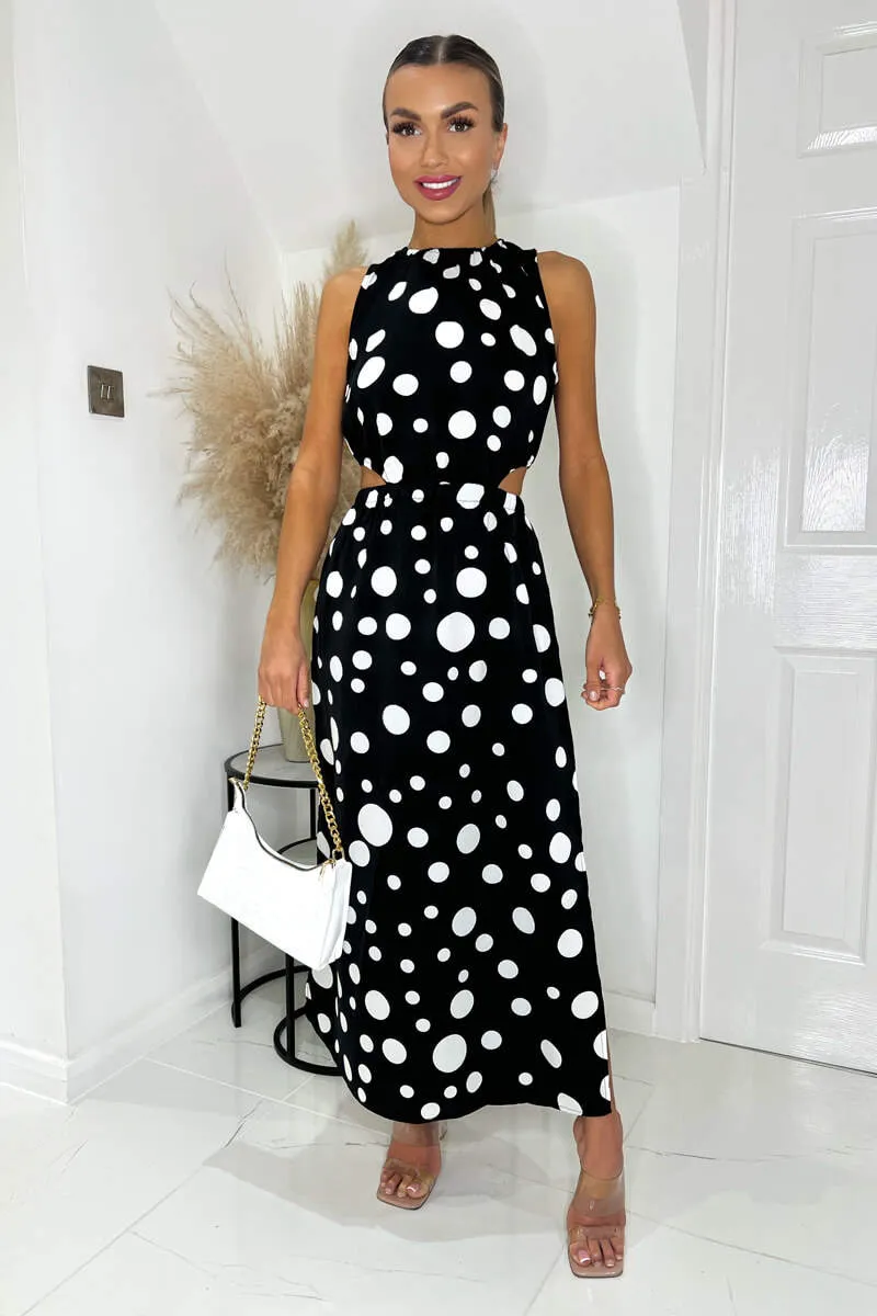Black And White Polka Dot Cut Out Midi Dress sold by AX Paris product image thumbnail 3