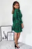 Green Printed Wrap Over Belted Long Sleeve Skater Dress sold by AX Paris