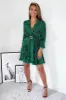 Green Printed Wrap Over Belted Long Sleeve Skater Dress sold by AX Paris