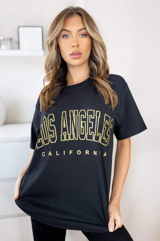 Black LA Oversized Tee sold by AX Paris