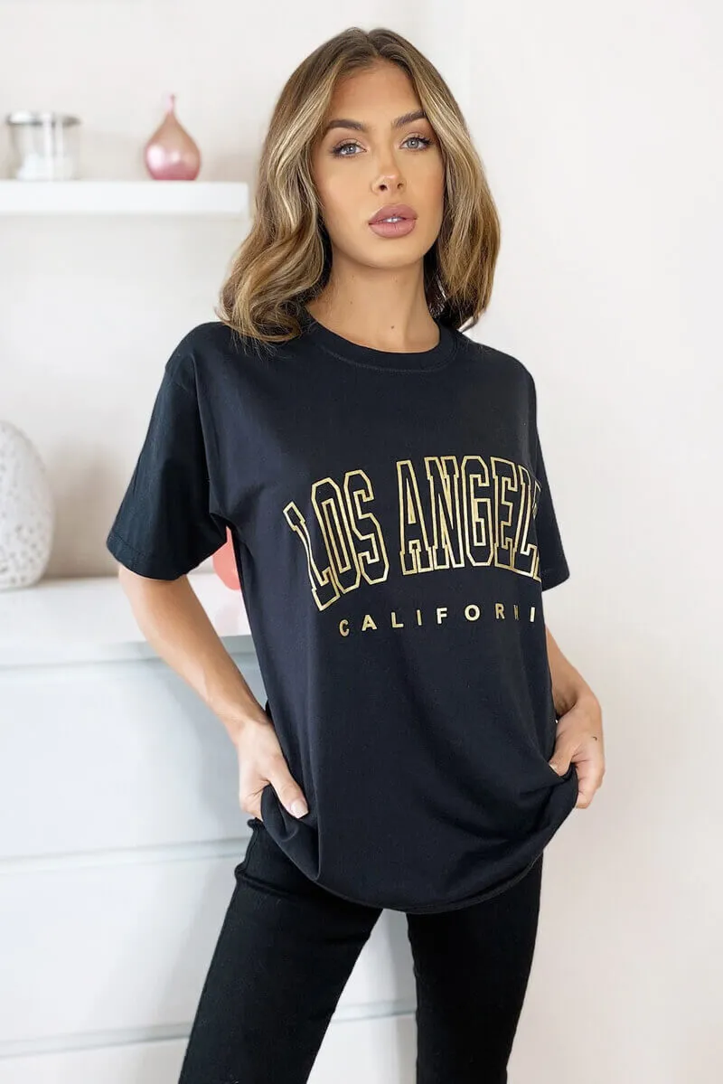 Black LA Oversized Tee sold by AX Paris product image thumbnail 3