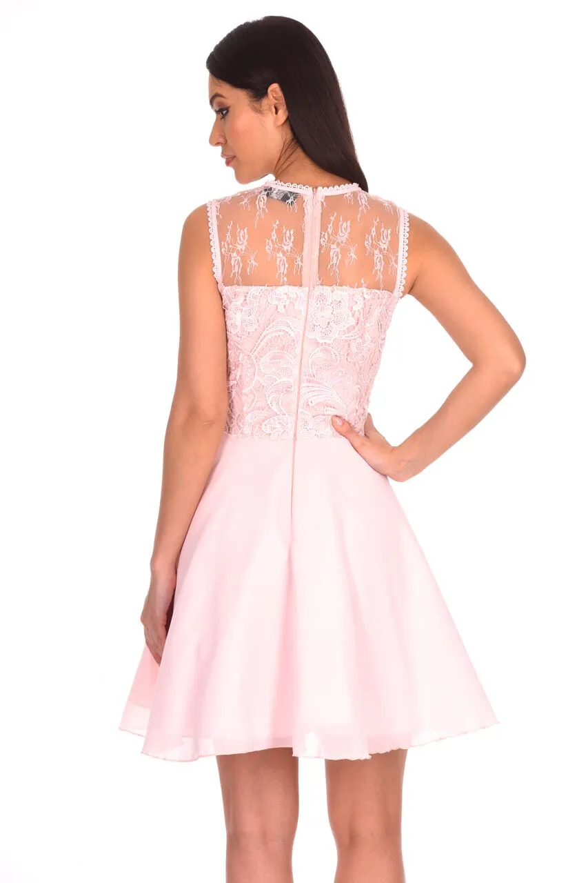 Pink Embroidered Lace Skater Dress sold by AX Paris product image thumbnail 3