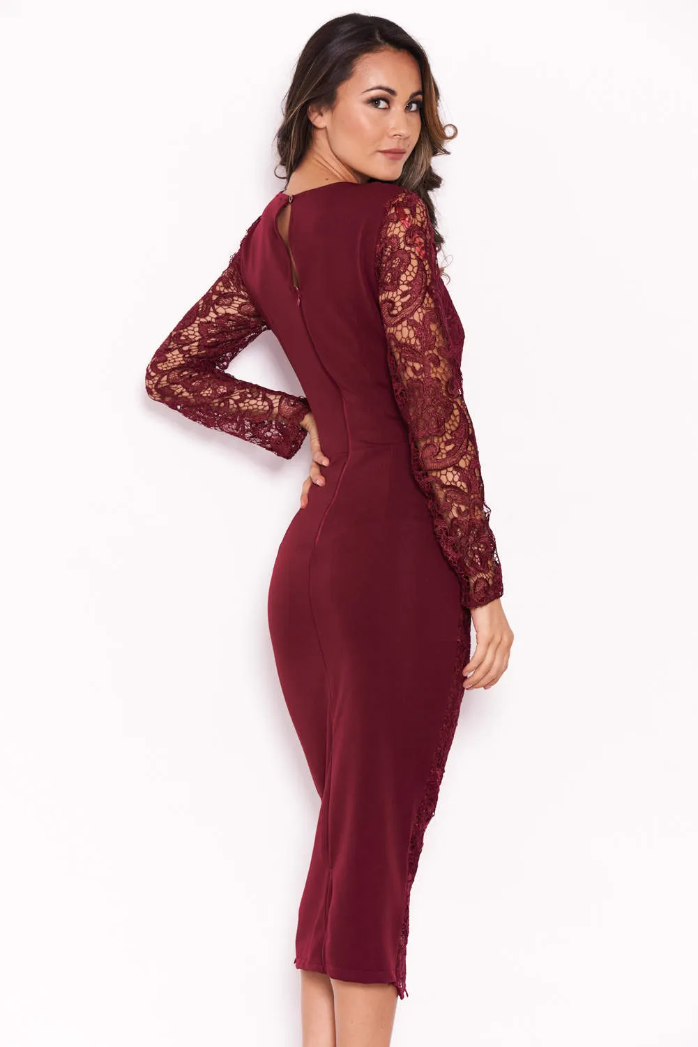 Plum Lace Front Midi Dress sold by AX Paris product image thumbnail 3