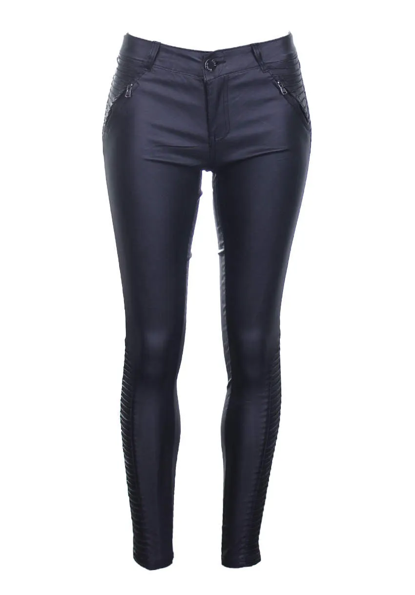 Black Ribbed Leather Look Skinny Jeans sold by AX Paris product image thumbnail 5
