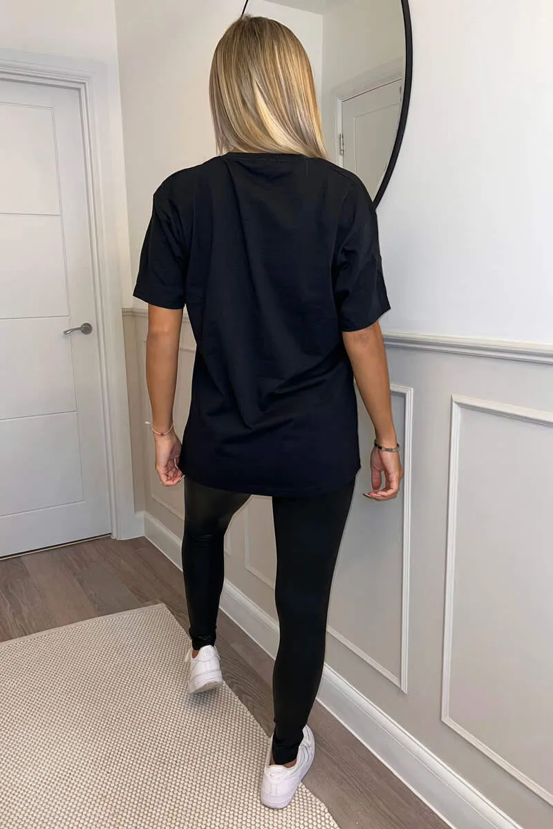 Black New York Slogan Oversized T-Shirt sold by AX Paris product image thumbnail 4